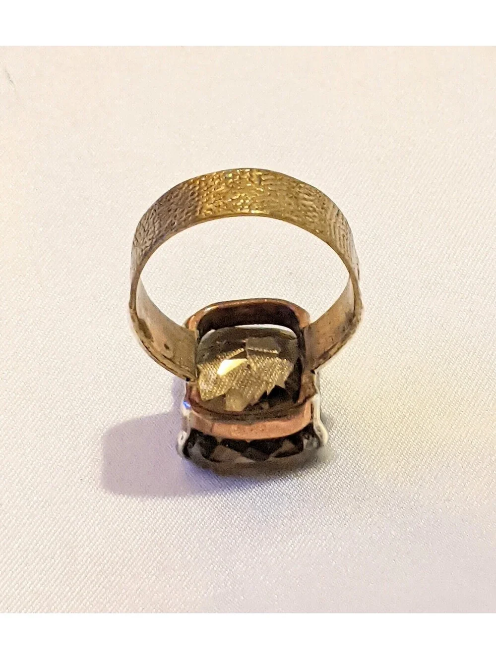 925 Sterling Silver & Brown Faceted Smoky Quartz Mixed Metals Ring Sz 9 Artisan